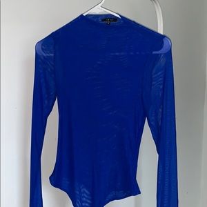 True blue long sleeve mesh bodysuit top